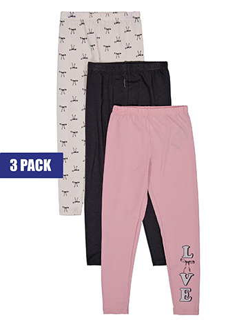 Star Ride Girls' Three-Pack Printed and Solid Leggings - CookiesKids.com