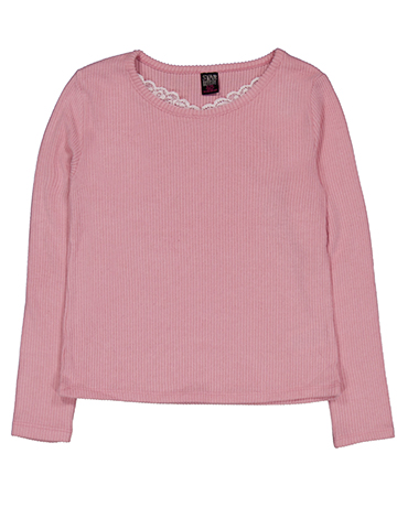 Star Ride Girls' Long Sleeve Ribbed Top with Lace Trim - CookiesKids.com