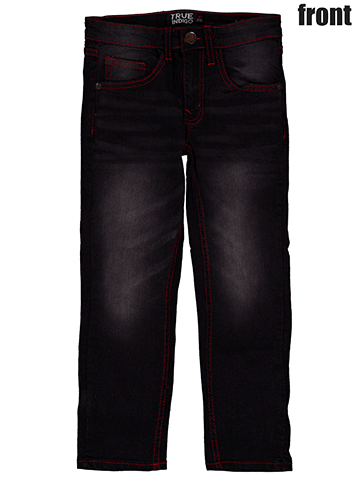 True Indigo Boys' Embroidered Cross and Skull Jeans with Contrast Stitching - CookiesKids.com