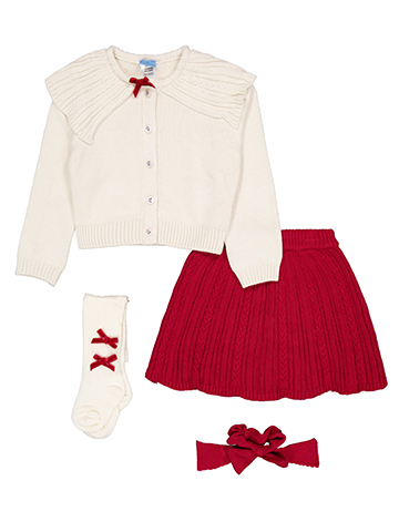 Draper James Girls' 4-Piece Cardigan Skirt Socks and Bow Set - CookiesKids.com