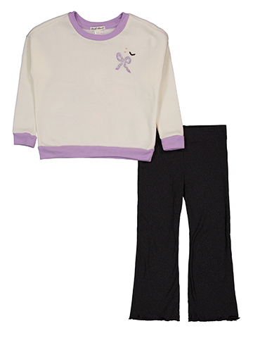 Derek Heart Girls' Halloween Bats and Ribbons Sweatshirt and Flare Pants Set - CookiesKids.com