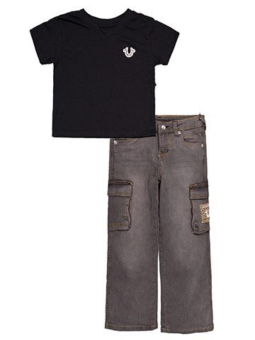 True Religion Girls' Cargo Jeans and Tee Set - CookiesKids.com
