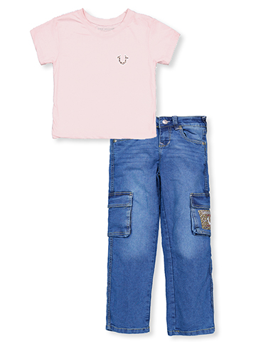 True Religion Girls' Cargo Jeans and Tee Set - CookiesKids.com