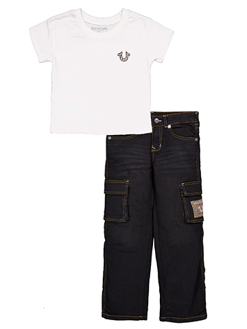 True Religion Girls' Cargo Jeans and Tee Set - CookiesKids.com