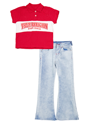 True Religion Girls' Polo Shirt and Flare Jeans Set - CookiesKids.com