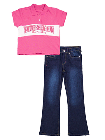 True Religion Girls' Polo Shirt and Flare Jeans Set - CookiesKids.com