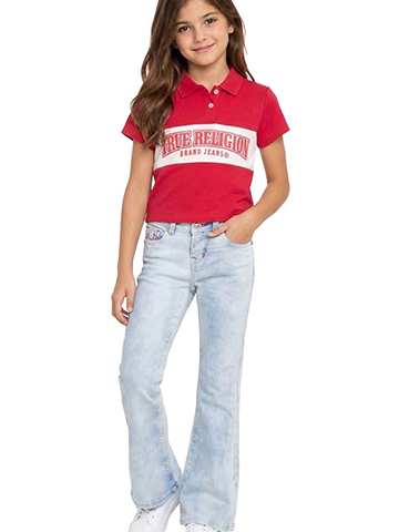 True Religion Girls' Polo Shirt and Flare Jeans Set - CookiesKids.com