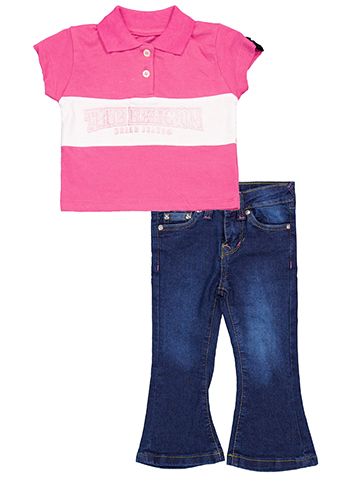 True Religion Baby Girls' Logo Polo and Flare Jeans Set - CookiesKids.com