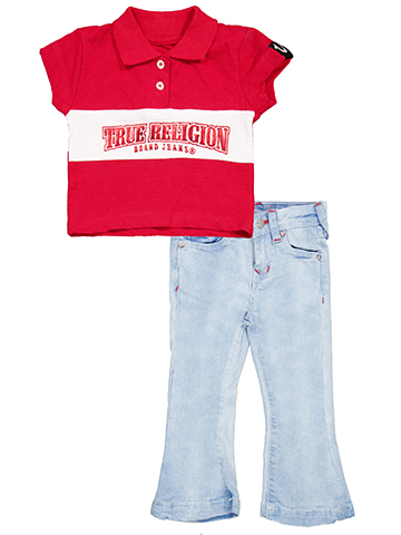 True Religion Baby Girls' Logo Polo and Flare Jeans Set - CookiesKids.com