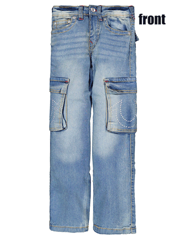 True Religion Boys' Ricky Relaxed Straight Fit Studded Horseshoe Cargo Jeans - CookiesKids.com