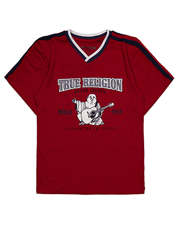 True Religion Boys' Buddha Guitar Logo Graphic Tee with Relaxed Fit - CookiesKids.com