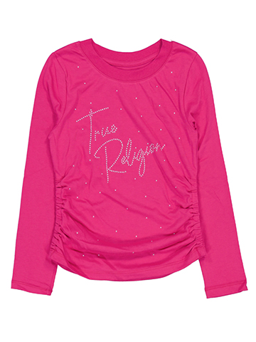 True Religion Girls' Long Sleeve Rhinestone and Ruched T-Shirt - CookiesKids.com
