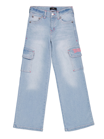True Religion Girls' Leila Mid Rise Wide Leg Cargo Jeans - CookiesKids.com