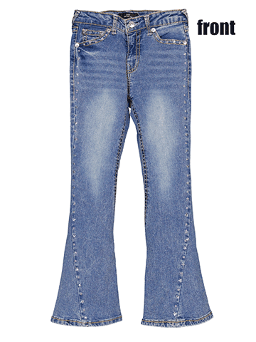 True Religion Girls' Joey High Rise Flare Jeans with Star Detail Seams - CookiesKids.com