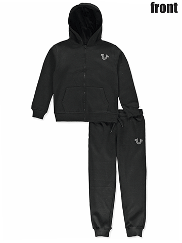 True Religion Boys' 2-Piece Rhinestone Logo Hoodie and Jogger Set - CookiesKids.com