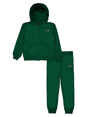 True Religion Boys' 2-Piece Rhinestone Logo Hoodie and Jogger Set - CookiesKids.com