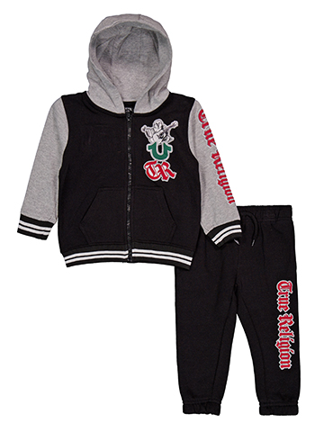 True Religion Baby Boys' Full-Zip Patch Hoodie and Jogger Set - CookiesKids.com