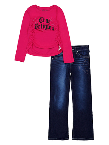 True Religion Girls' 2-Piece Long-Sleeve Tee and Joey Rhinestone Star Jeans Set - CookiesKids.com