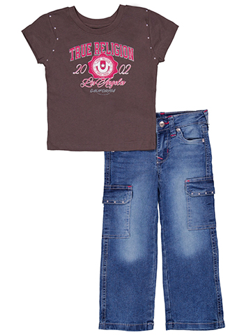 True Religion Girls' Graphic Tee and Leila Cargo Jeans Set - CookiesKids.com