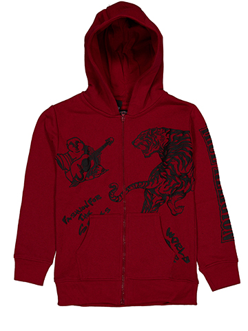 True Religion Boys' Zip-Up Fleece Buddha with Guitar and Tiger Hoodie - CookiesKids.com