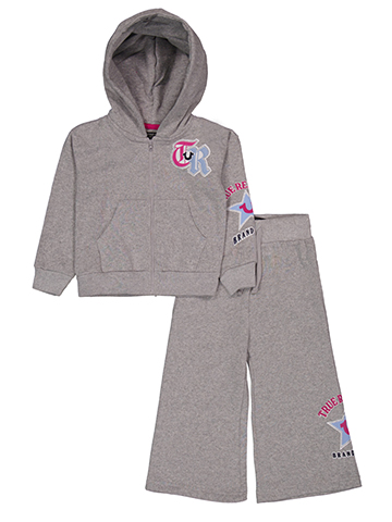 True Religion Girls' 2-Piece Patch Applique Zip Hoodie and Sweatpants Set - CookiesKids.com