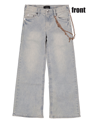 True Religion Girls' Leila Mid-Rise Wide-Leg Jeans with Chain Detail - CookiesKids.com