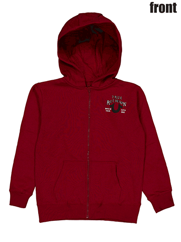 True Religion Boys' Fleece Script Logo World Tour Zip-Up Hoodie - CookiesKids.com