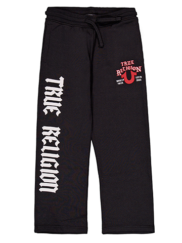 True Religion Boys' Fleece Script Logo Baggy Sweatpants - CookiesKids.com