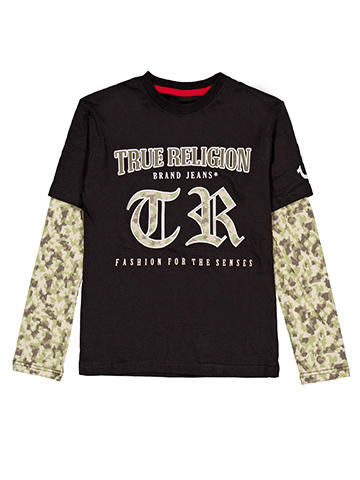 True Religion Boys' Long-Sleeve Layered Camo Graphic Tee - CookiesKids.com
