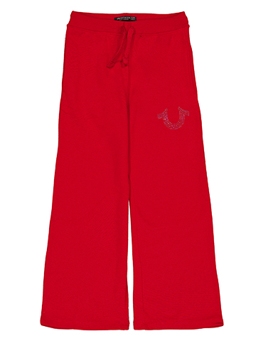 True Religion Girls' Wide-Leg Sweatpants with Rhinestone Horseshoe Logo - CookiesKids.com