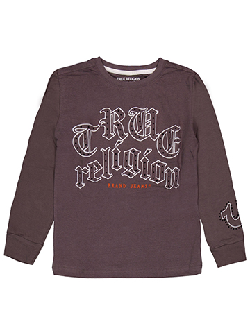 True Religion Boys' Long Sleeve Embroidered Stud Logo Tee - CookiesKids.com