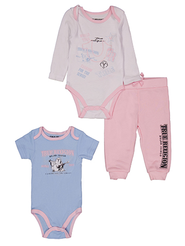 True Religion Baby Girls' Three-Piece Multi Sleeve Bodysuit and Joggers Set - CookiesKids.com