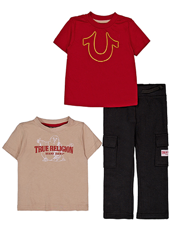 True Religion Baby Boys' Three-Piece Short Sleeve T-Shirts and Cargo Sweatpants Set - CookiesKids.com