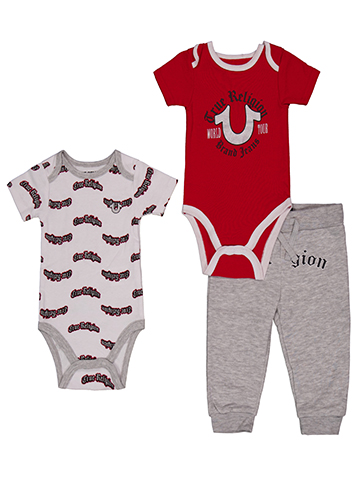 True Religion Baby Boys' Three-Piece Short Sleeve Bodysuits and Joggers Set - CookiesKids.com