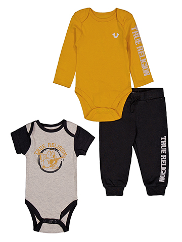 True Religion Baby Boys' 3-Piece Multi Sleeve Bodysuits and Joggers Set - CookiesKids.com