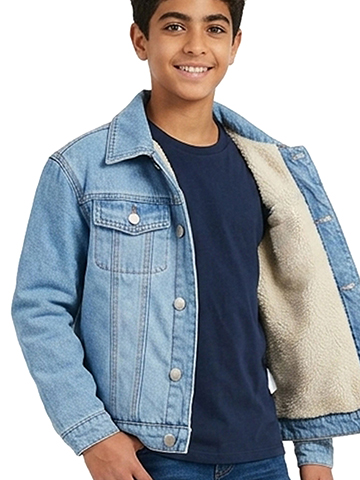 Joe's Jeans Boys' Sherpa Lined Denim Trucker Jacket - CookiesKids.com