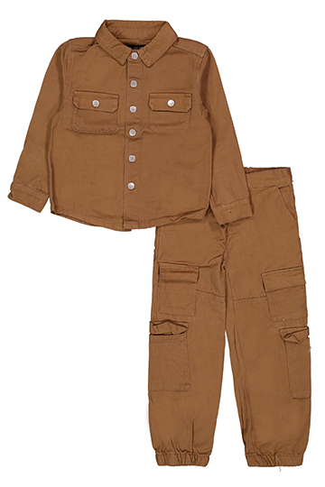 Joe's Jeans Boys' 2-Piece Long-Sleeve Button Down Shirt and Cargo Jogger Set - CookiesKids.com