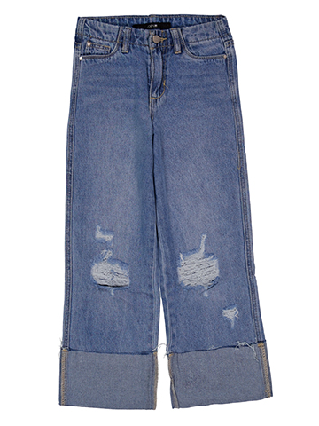 Joe's Jeans Girls' Wide-Leg Distressed Denim Jeans with Rolled Cuffs - CookiesKids.com