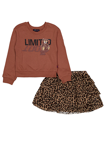 Limited Too Girls' 2-Piece Leopard Print Sweatshirt and Skirt Set - CookiesKids.com