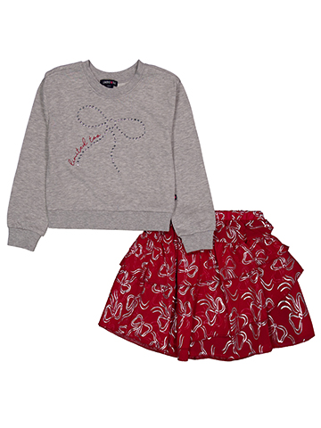 Limited Too Girls' Rhinestone Bow Graphic Sweatshirt and Skirt Set - CookiesKids.com