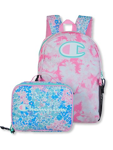 Champion Girls' 2-Piece Floral Marble Backpack With Lunchbox Set - CookiesKids.com