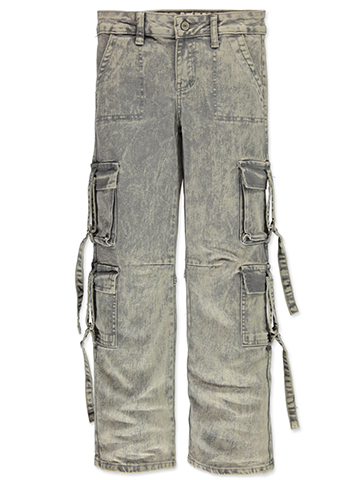 VIP Jeans Girls' Wide Leg Cargo Pants with Strap Accents - CookiesKids.com