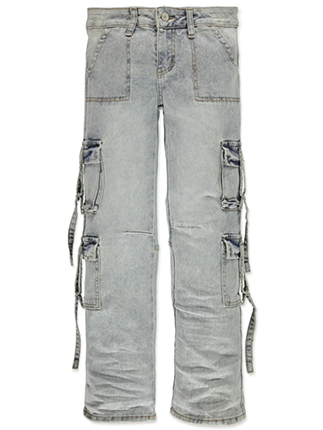 VIP Jeans Girls' Wide Leg Cargo Pants with Strap Accents - CookiesKids.com