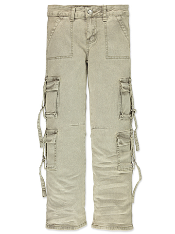 VIP Jeans Girls' Wide Leg Cargo Pants with Strap Accents - CookiesKids.com