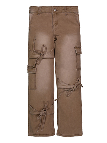 VIP Jeans Girls' Wide Leg Cargo Pants with Drawstring Details - CookiesKids.com