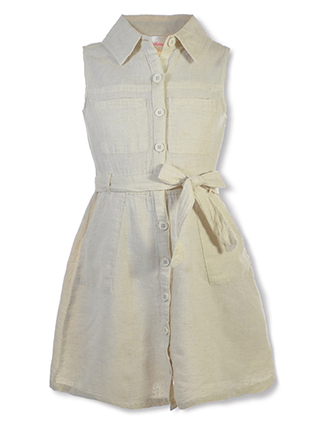 Chillipop Girls' Faux Linen Dress - CookiesKids.com