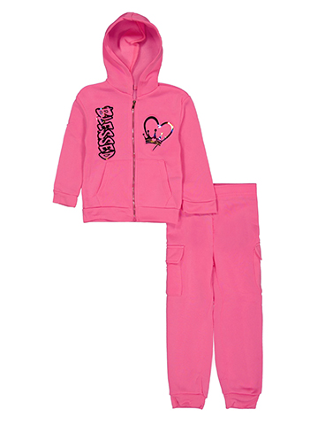 Girls Hearts Girls' Fleece Puff Print Hoodie and Cargo Pants Set - CookiesKids.com