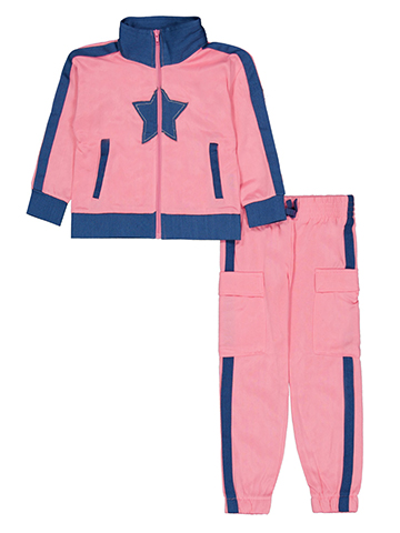 Girls Hearts Girls' Zip-Up Fleece Jacket and Cargo Pants Set with Denim Applique - CookiesKids.com