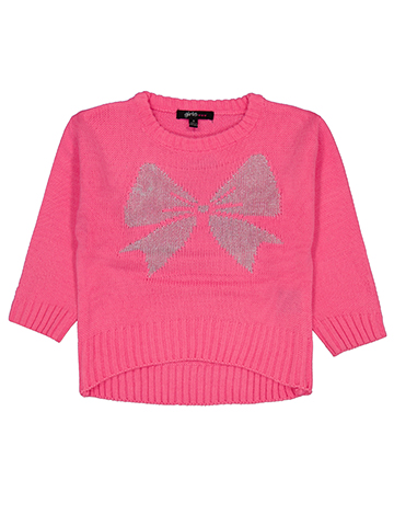 Girls Hearts Girls' Bow Pullover Knit Acrylic Lurex Jacquard Sweater - CookiesKids.com