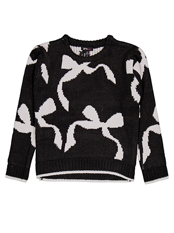 Girls Hearts Girls' Bow Pattern Acrylic Jacquard Crew Neck Sweater - CookiesKids.com
